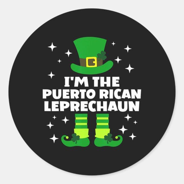 Pegatina Redonda Irlandés gracioso Leprechaun St Patricks Da (Anverso)