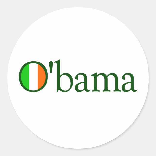 Pegatina Redonda Irlandés Obama (Anverso)