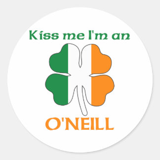 Pegatina Redonda Irlandés personalizado me besa yo soy O'Neill