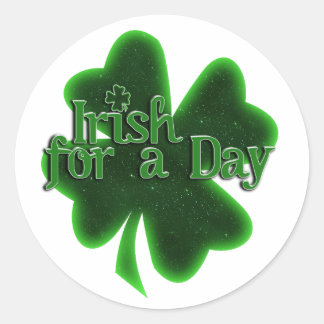 Pegatina Redonda Irlandés por un día en San Patricio