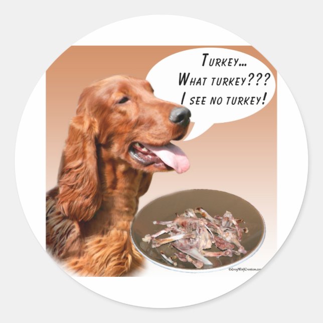 Pegatina Redonda Irlandés Setter Turkey (Anverso)
