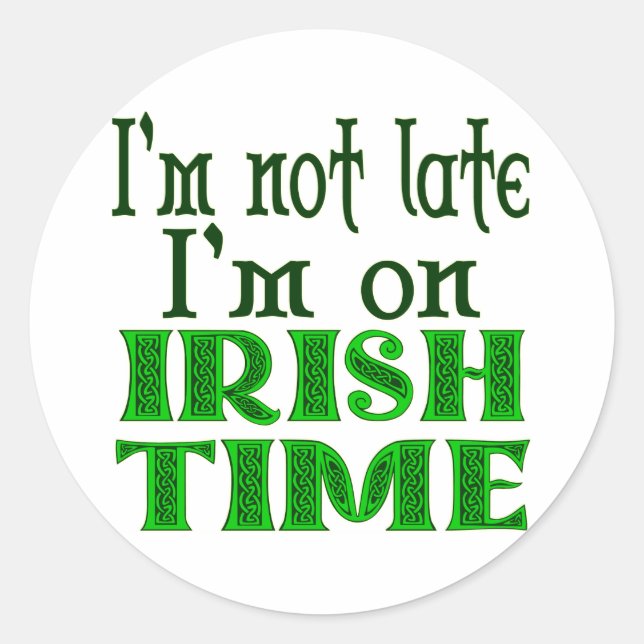 Pegatina Redonda Irlandés Time Funny Dice (Anverso)