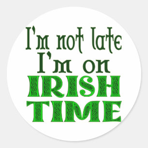 Pegatina Redonda Irlandés Time Funny Dice