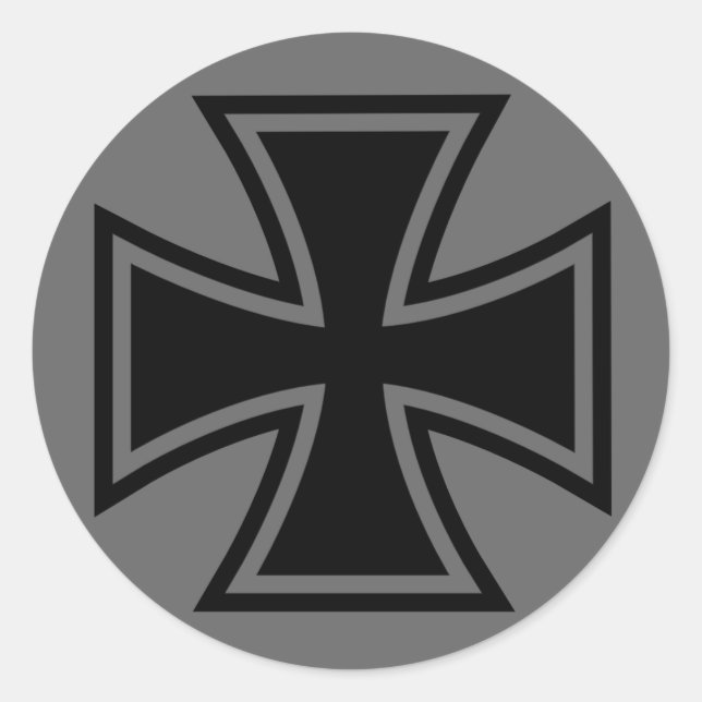 Pegatina Redonda Iron Cross gris negro (Anverso)