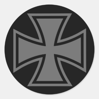 Pegatina Redonda Iron Cross gris negro