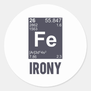 Pegatina Redonda Ironía irónica del FE del elemento químico