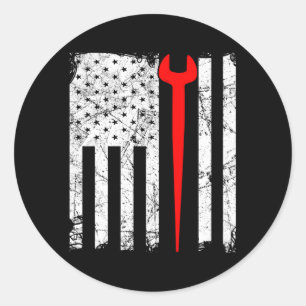 Pegatina Redonda Ironworker Estadounidense