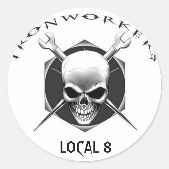 Pegatina Redonda IRONWORKLL Local 8 (Anverso)