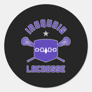 Pegatina Redonda Iroquois Lacrosse Lax Sticks And Flag