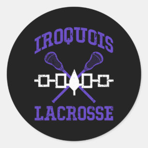 Pegatina Redonda Iroquois Lacrosse Lax Sticks Iroquois Bandera naci