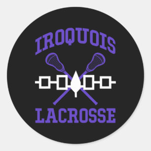 Pegatina Redonda Iroquois Lacrosse Lax Sticks Iroquois Bandera naci