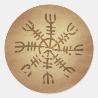 Pegatina Redonda Irresistibilidad Viejos encantos Mágicos Islandese