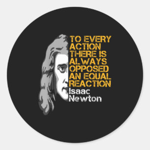 Pegatina Redonda Isaac Newton Acción Y Reacción Inspirador Quo