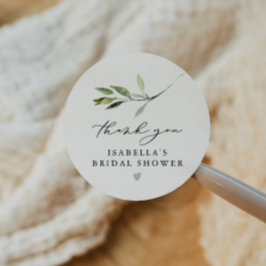 Pegatina Redonda ISABELLA Elegant Boho Greeneration Leaf Bridal Sho