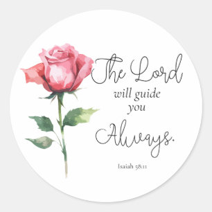 Pegatina Redonda Isaiah 58:11 Biblia de graduación de flores Verse