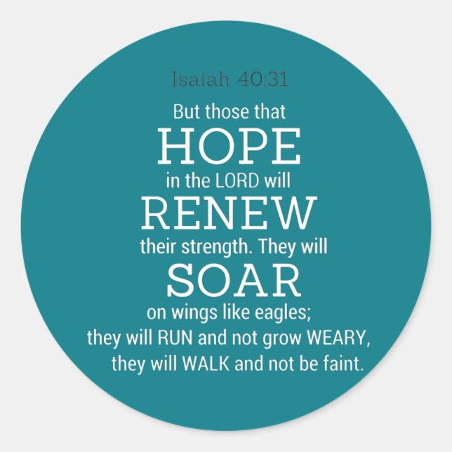 Pegatina Redonda Isaías-40-31 Escritura Biblia (Anverso)