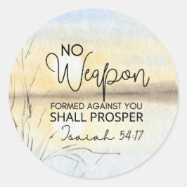 Pegatina Redonda Isaías 54 17 No se ha formado arma contra ti Bibli