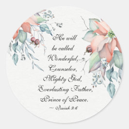 Pegatina Redonda Isaías 9:6 Se le llamará Maravilloso... Navidades