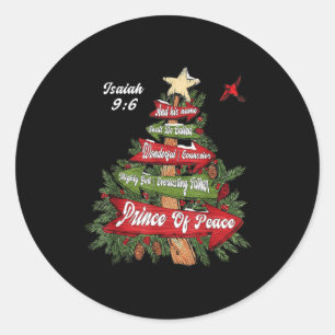 Pegatina Redonda Isaías 9_6 Y Será Llamado Jesús Árbol de Navidad C
