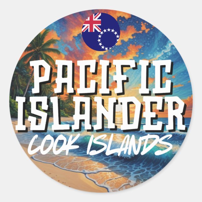 Pegatina Redonda Isla Cook - Islas del Pacífico (Anverso)
