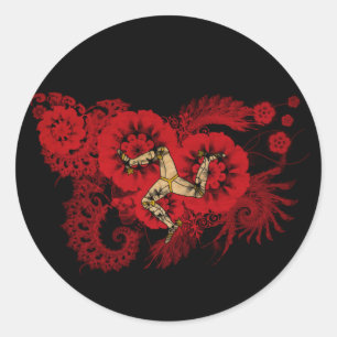 Pegatina Redonda Isla de la bandera del hombre