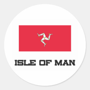 Pegatina Redonda Isla de la bandera del hombre