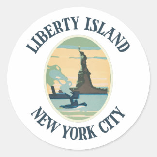 Pegatina Redonda Isla de la Libertad Nueva York