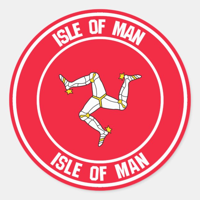 Pegatina Redonda Isla de Man Ronda Emblem (Anverso)