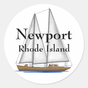 Pegatina Redonda Isla de Newport Rhode