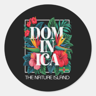 Pegatina Redonda Isla de vacaciones de Dominica, Indias Occidentale