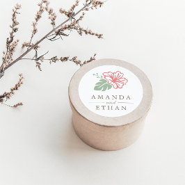 Pegatina Redonda Isla Hibiscus Boda