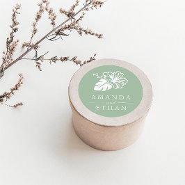 Pegatina Redonda Isla Hibiscus Boda