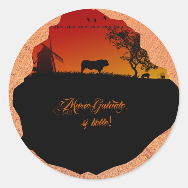 Pegatina Redonda Isla Marie-Galante (Anverso)