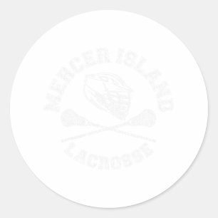 Pegatina Redonda Isla Mercer Lacrosse Vintage Retro La