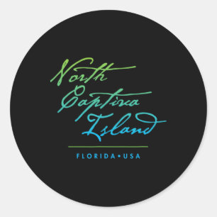 Pegatina Redonda Isla North Captiva Florida