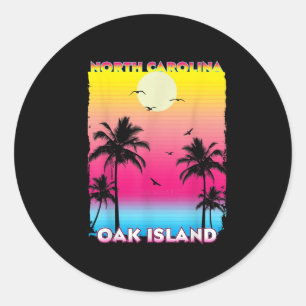 Pegatina Redonda Isla Oak Carolina del Norte Nc Verano Vintage Atar
