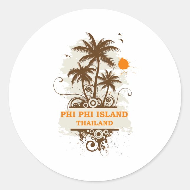 Pegatina Redonda Isla Phi Phi Tailandia (Anverso)