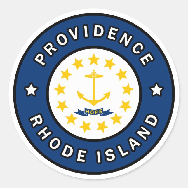 Pegatina Redonda Isla Providence Rhode (Anverso)