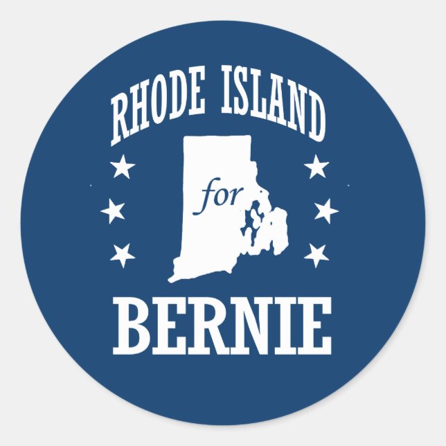 PEGATINA REDONDA ISLA RHODE PARA BERNIE SANDERS (Anverso)
