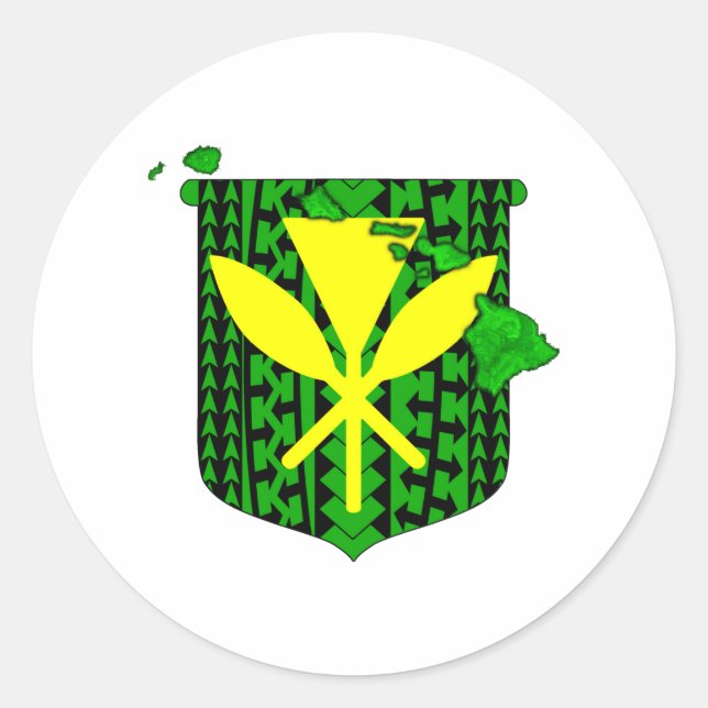 Pegatina Redonda Isla Tribal Kanaka Maoli (Anverso)