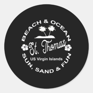 Pegatina Redonda Isla Tropical Beach Ocean St Thomas Us
