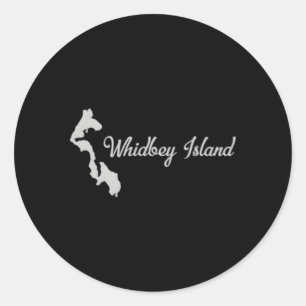 Pegatina Redonda Isla Whidbey con mapa