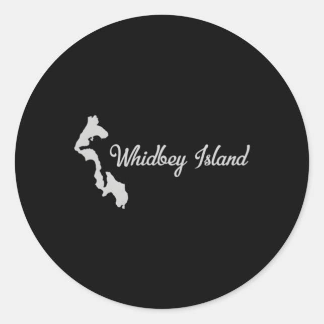Pegatina Redonda Isla Whidbey con mapa (Anverso)