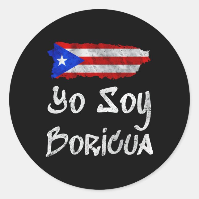 Pegatina Redonda Isla Yo Soy Boricua Bandera De Puerto Rico Taino (Anverso)