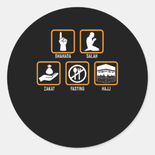 Pegatina Redonda Islam Shahada Salah Hajj Mecca Allah regalo musulm