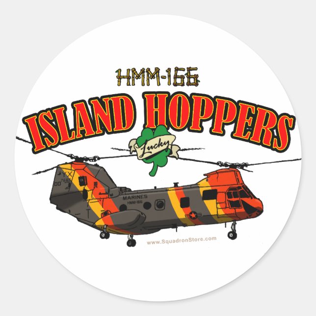 Pegatina Redonda Island Hoppers Simple Design (Anverso)