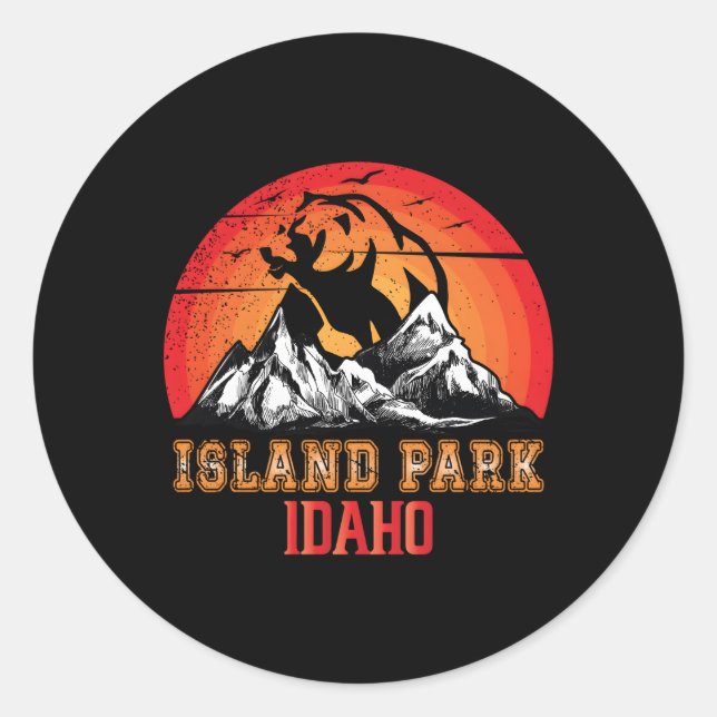 Pegatina Redonda Island Park Idaho Vacation Mountain Senderismo (Anverso)