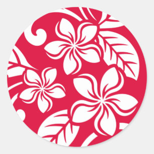 PEGATINA REDONDA ISLAND PLUMERIA (STRAWBERRY RED)