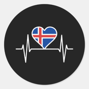 Pegatina Redonda Islandia: latido de la bandera de Islandia