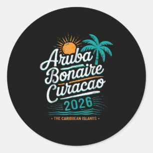 Pegatina Redonda Islas Abc Aru Bonaire Curaçao Vacaciones de Crucer